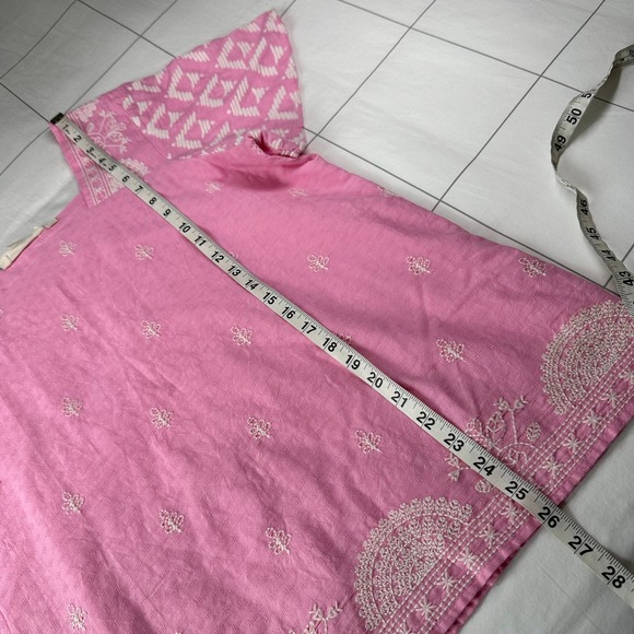 Anthropologie Forever That Girl Top Womens 8 Pink Embroidered Square Neck Boho - Picture 8 of 8